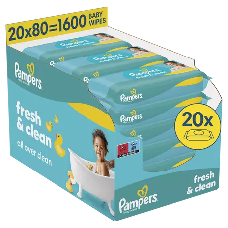 Pampers Fresh & Clean Billendoekjes 20x80 Stuks