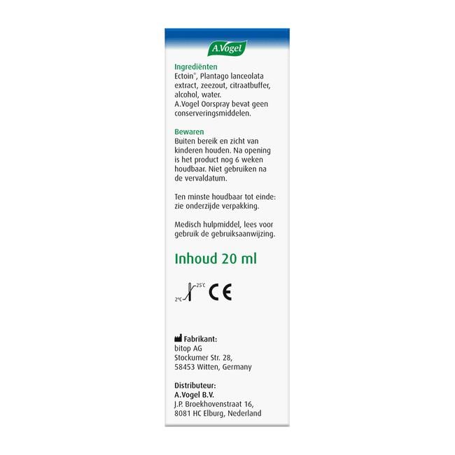 A.Vogel Oorspray Oorsmeer bij Overmatig Oorsmeer Spray 20 ML