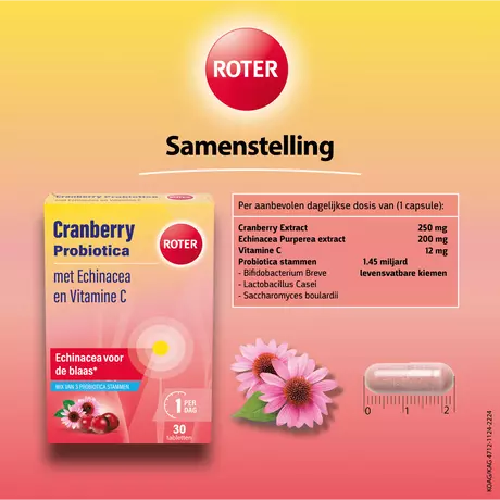 Roter Cranberry + Probiotica Capsules 30 Stuks