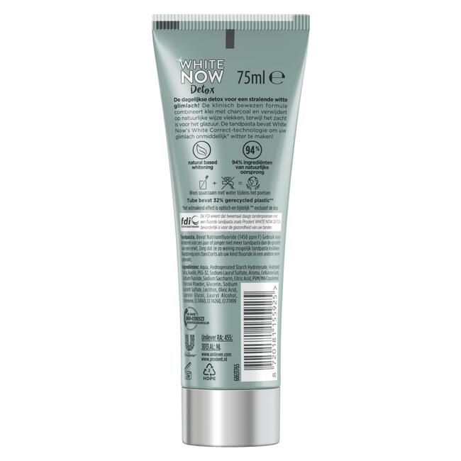 Prodent White Now Detox Klei & Charcoal Whitening Tandpasta 75 ML