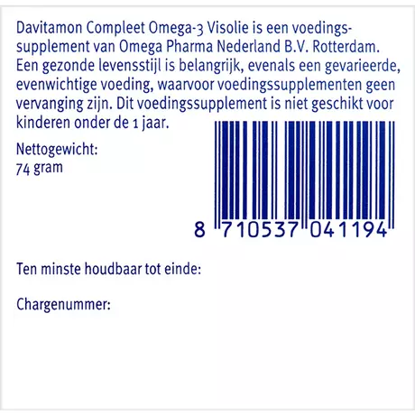 Davitamon Compleet Omega-3 Visolie Capsules 70 stuks