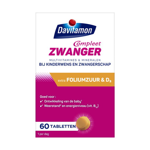 Compleet Zwanger met Extra Foliumzuur Vitamine D3 Tabletten 60 stuks