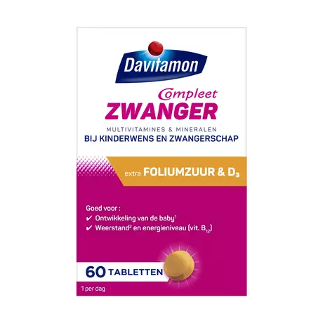Compleet Zwanger met Extra Foliumzuur Vitamine D3 Tabletten 60 stuks