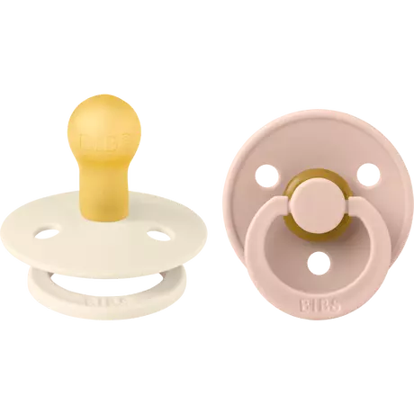 BIBS Colour Fopspeen Rond Latex Maat 1 Ivory/Blush 2 stuks