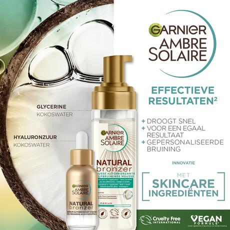 Garnier Ambre Solaire Self Tan Mousse Zelfbruiner voor Lichaam & Gezicht 200ML