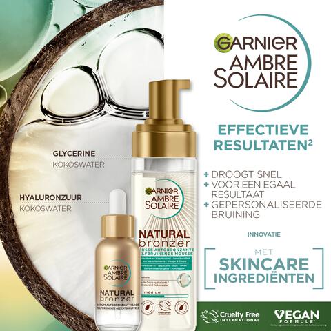 Garnier Ambre Solaire Self Tan Mousse Zelfbruiner voor Lichaam & Gezicht 200ML