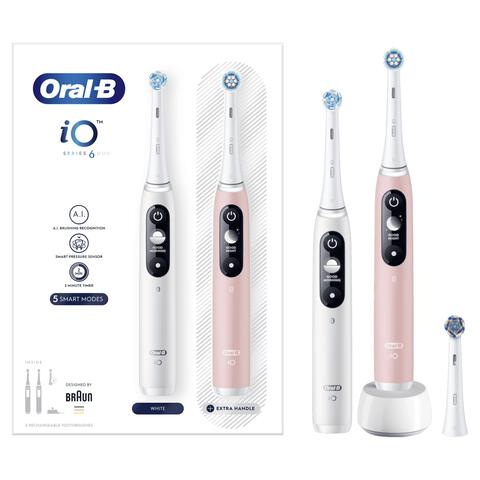 Oral-B iO 6 Wit & Roze 2 Elektrische Tandenborstels By Braun