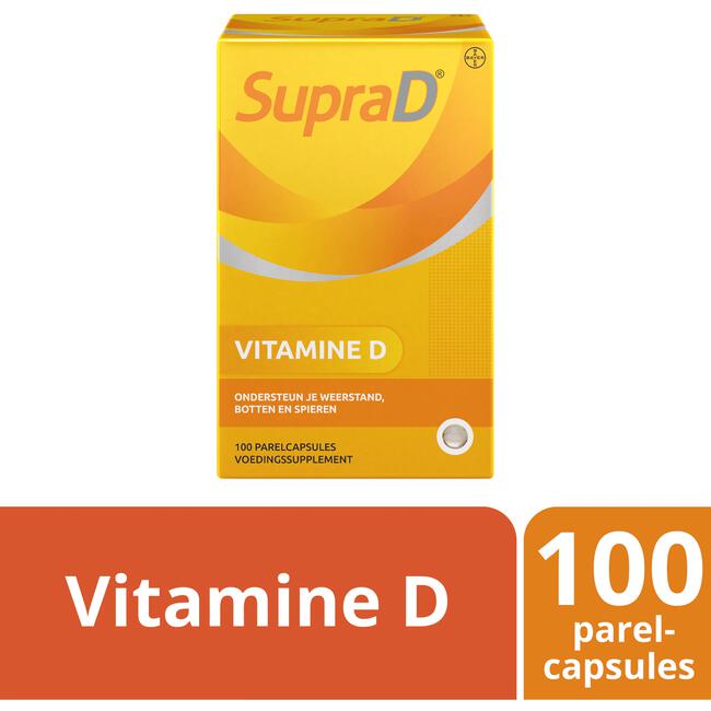 Supra D, vitamine d voor sterke botten en spieren 100 parelcapsules
