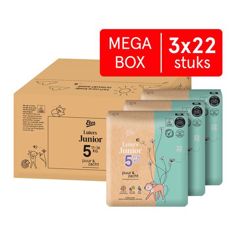 Etos Puur & Zacht Luiers Junior Maat 5 9-15 kg Megabox 66 stuks