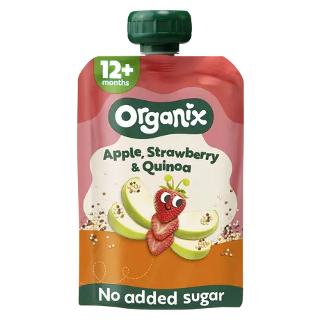 Organix Bio Knijpfruit Appel Aardbei Quinoa 12+ Maanden 100 gram