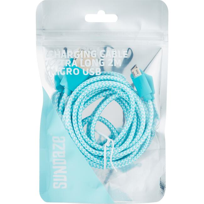 Sundaze Micro USB Charging Cable Braided Blue 2 M