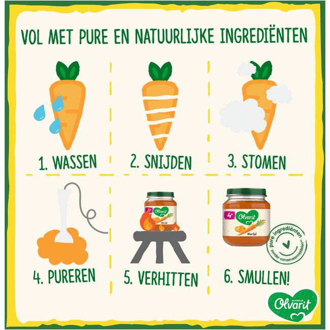 Olvarit Wortel Kalkoen Aardappel Babyhapje 12+ maanden 250 GR