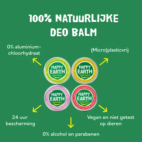 Happy Earth 100% Natuurlijke Bergamot Deodorant Balm 45 gram
