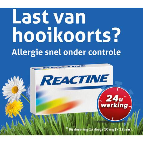 Reactine Cetirizine 10 MG 21 Hooikoortstabletten