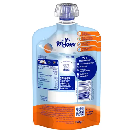Nestlé Little Rockets Smoothie Appel Wortel Pompoen 2+ Jaar 150 gram