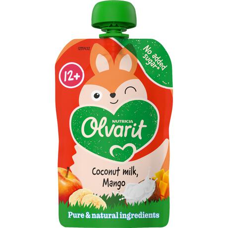 Olvarit Knijpfruit Kokosmelk Mango 12+ Maanden 100 gram