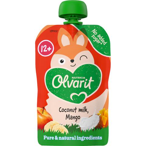 Olvarit Knijpfruit Kokosmelk Mango 12+ Maanden 100 gram
