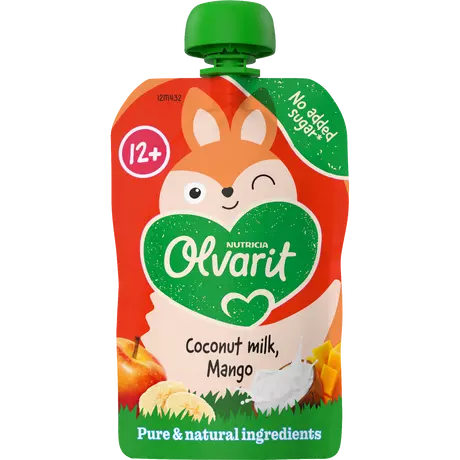 Olvarit Knijpfruit Kokosmelk Mango 12+ Maanden 100 gram
