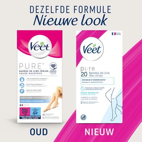 Veet - Pure - Koude Wasstrips Benen 20 st
