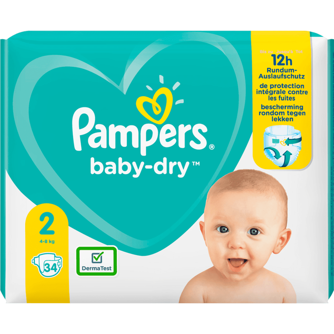 Pampers Baby-Dry Maat 2 (4-8kg) 34 Luiers 34 EA | Etos
