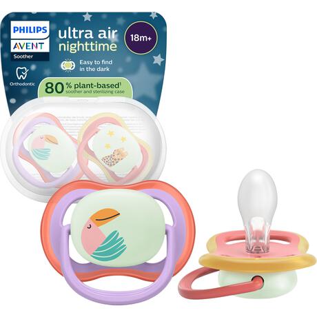 Philips Avent Fopspeen Ultra Air Night 18M+ Double Pack - SCF376/33
