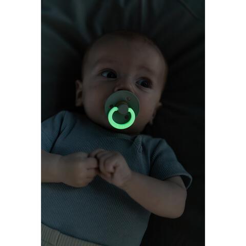 BIBS Boheme Glow In The Dark Fopspeen Rond Latex Maat 2 Blush/Vanilla 2 stuks