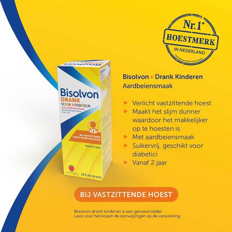 Bisolvon Hoestdrank Voor Kinderen Aardbeiensmaak 4 MG/5 ML 125 ML