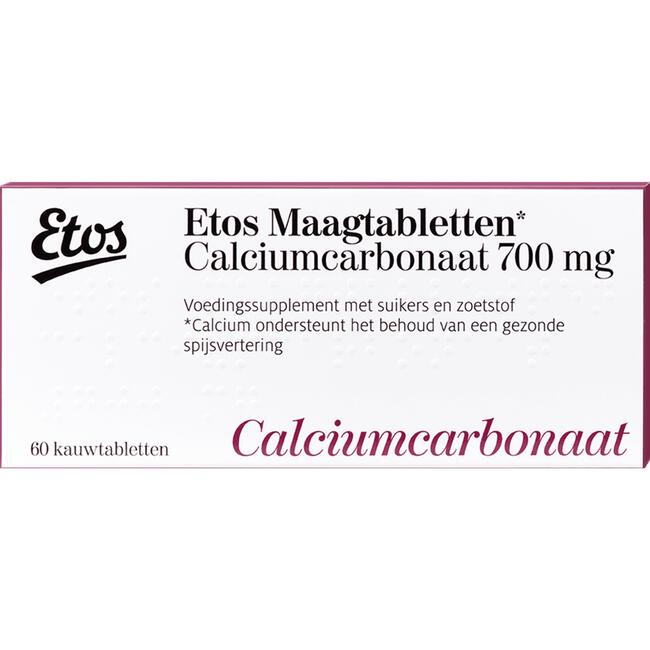 Etos Maagtabletten Calciumcarbonaat 700 mg 60 stuks
