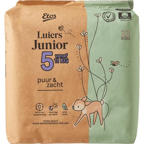 Etos Puur & Zacht Luiers Junior Maat 5 11+ kg 22 stuks