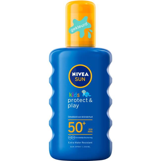 NIVEA SUN Kids Zonnebrand Hydraterende Groen Gekleurde Zonnespray SPF 50+ 200 ML