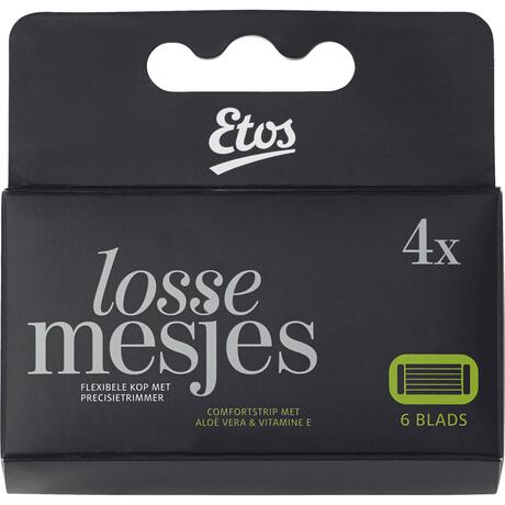 Etos Scheermes Man Navul 6 Blads Zwart 4 stuks