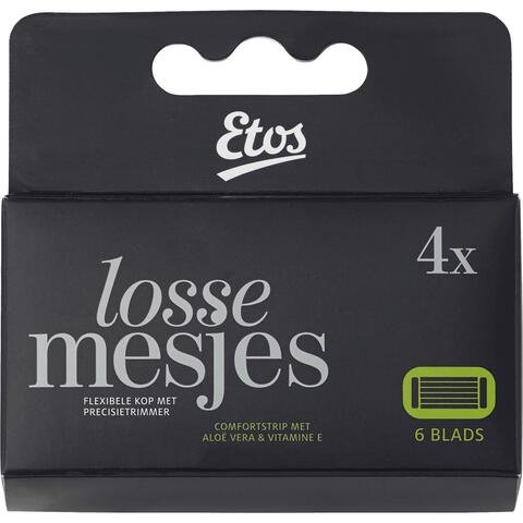 Etos Scheermes Man Navul 6 Blads Zwart 4 stuks