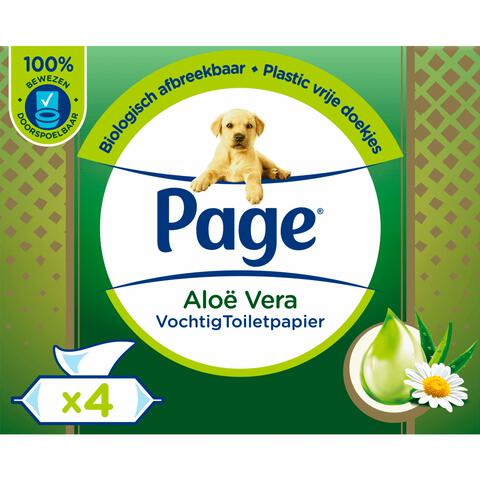 Page Vochtig Toiletpapier - Aloë Vera Vochtig WC Papier - 38 Sheets x 4 Stuks Quadpack