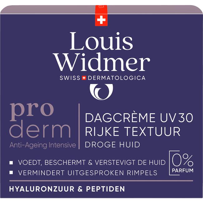 Louis Widmer Proderm Dagcrème UV SPF 30 Rijke Textuur Zonder Parfum 50 ML