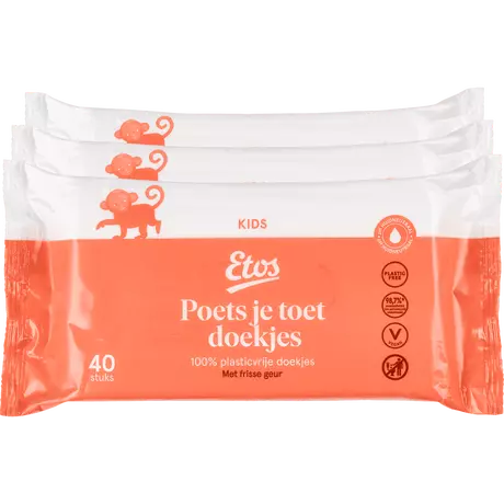 Etos Poets je Toet Doekjes Plasticvrij 3x40 stuks
