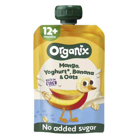 Organix Bio Knijpfruit Nutri Fiber Mango Yoghurt Banaan Haver 12+ Maanden 100 gram