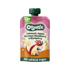 Organix Bio Knijpfruit Haver Appel Banaan Framboos Bosbes 12+ Maanden 100 gram