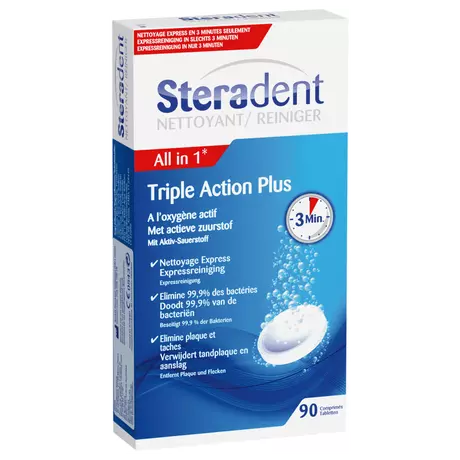 Steradent Triple Action Plus Bruistabletten 90 stuks