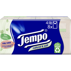 Tempo Natural & Soft zakdoekjes 8x9 stuks