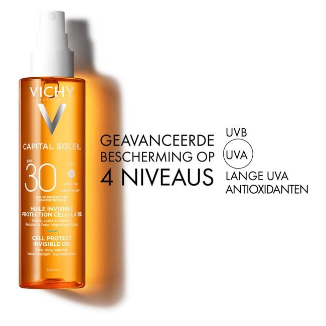 Vichy Capital Soleil Cell Protect Onzichtbare Zonnebrand Olie SPF30 200 ML