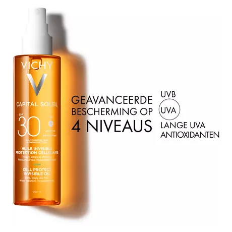 Vichy Capital Soleil Cell Protect Onzichtbare Zonnebrand Olie SPF30 200 ML