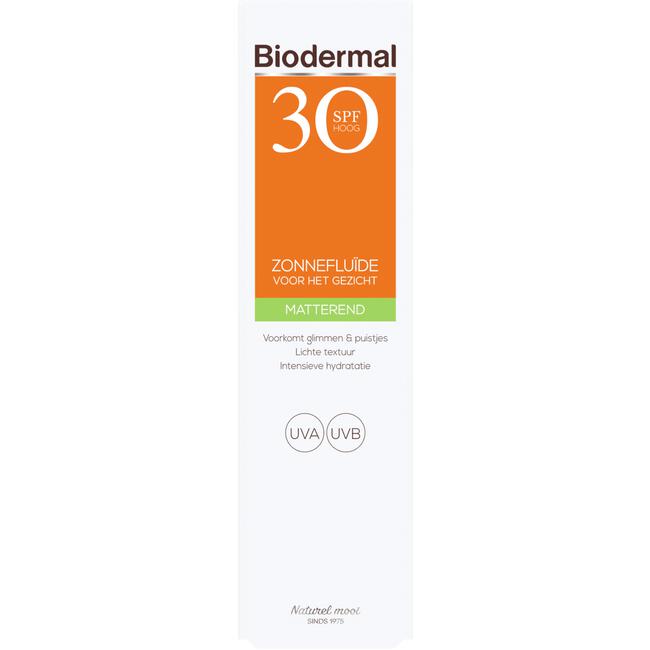 Biodermal Matterend Zonnefluïde Voor Het Gezicht SPF30 40 ML