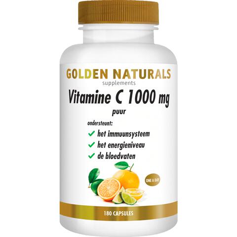 Golden Naturals Vitamine C 1000 mg Puur Capsules 180 stuks