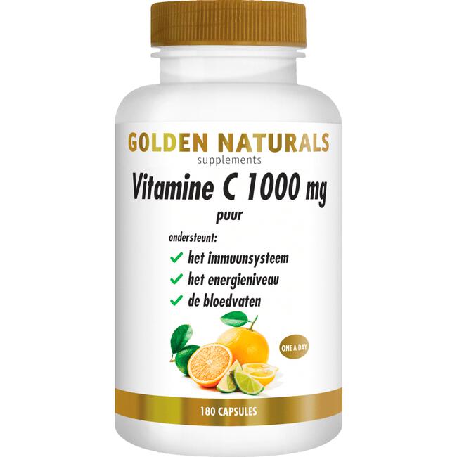 Golden Naturals Vitamine C 1000 mg Puur Capsules 180 stuks