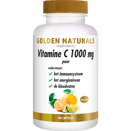 Golden Naturals Vitamine C 1000 MG Puur Capsules 180 stuks