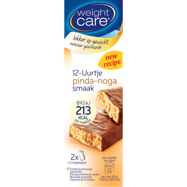 Weight Care 12-Uurtje Maaltijdreep Pinda-Noga 2 stuks