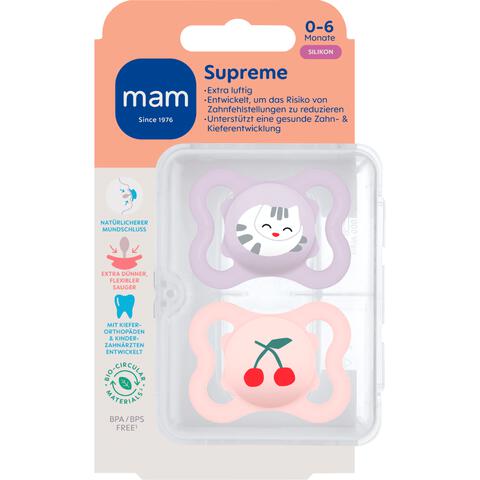 MAM Baby Supreme Fopspenen 0-6 maanden Pink 2 stuks
