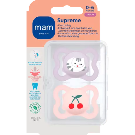 MAM Supreme Fopspenen 0-6 Maanden Roze 2 stuks
