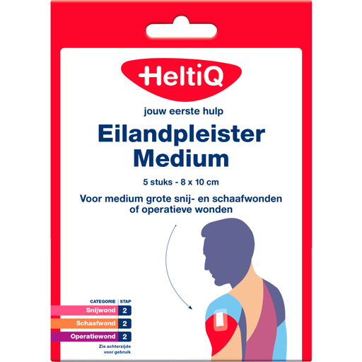HeltiQ eilandpleist 8x10cm, per stuk verpakt, steriel