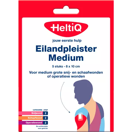 HeltiQ eilandpleist 8x10cm, per stuk verpakt, steriel